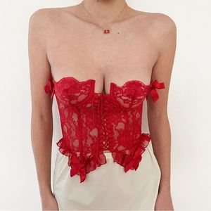 Red Lace Bustier - 34A/32B/30C